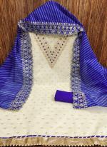 Chanderi Royal Blue Festival Wear Codding Work Dress Material